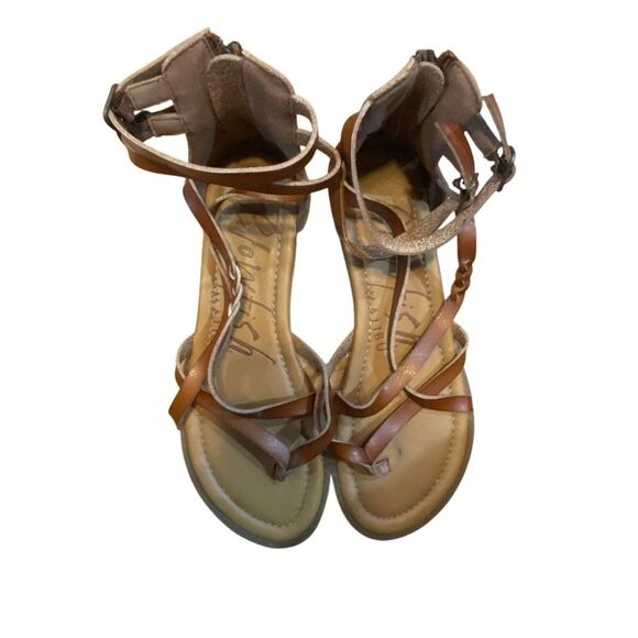 Blowfish BUNGALOW-B Sandals Women Sz 7 Criss Cross Thong Ankle Strap Boho WedgeB - Picture 1 of 11